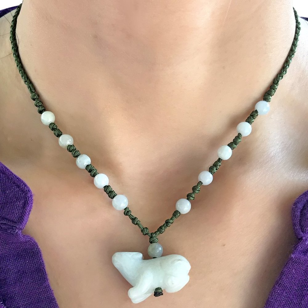 Rat Chinese Zodiac Handmade Jade Necklace Pendant - Picture 3 of 3